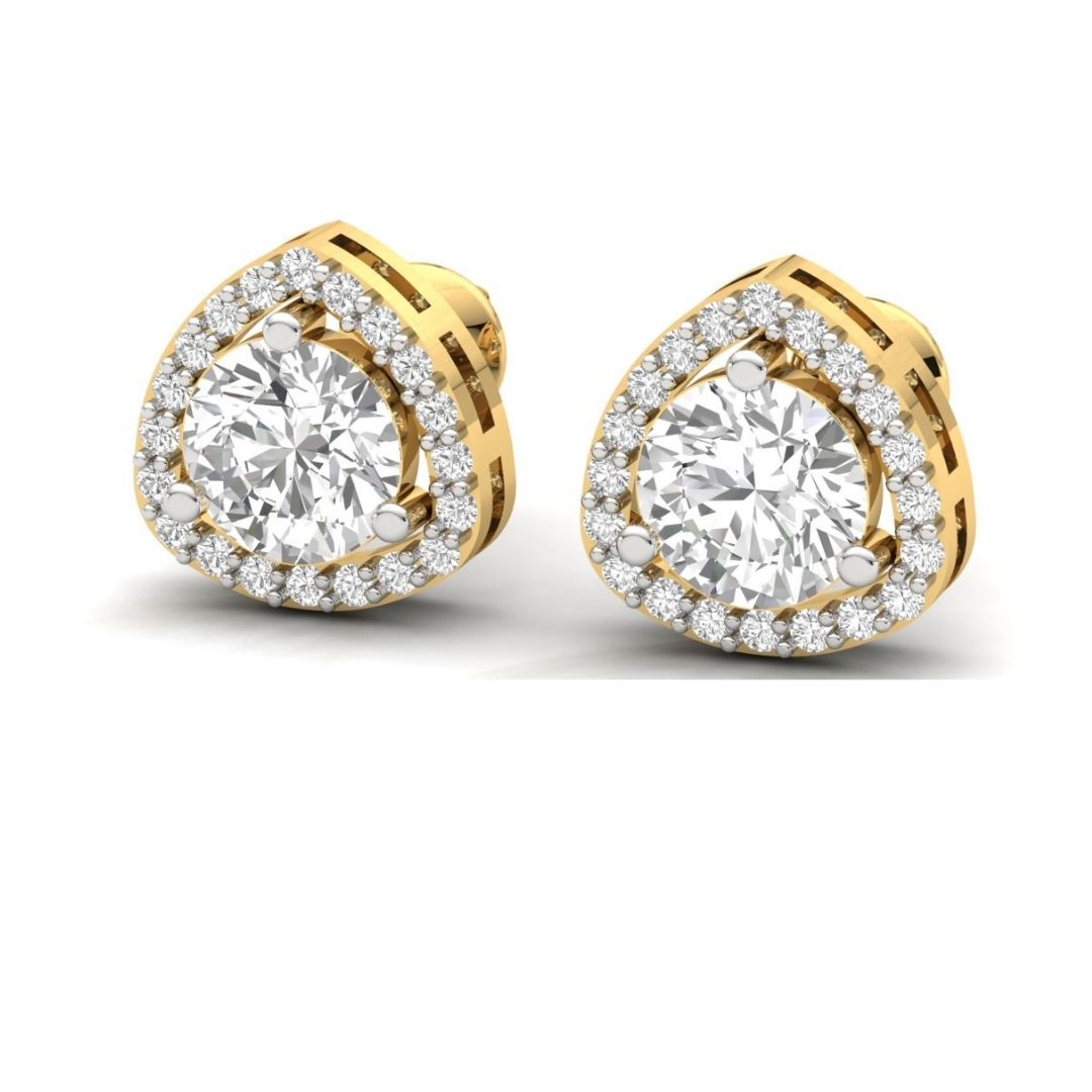 Trilliant Halo Sterling Silver Earrings for Her