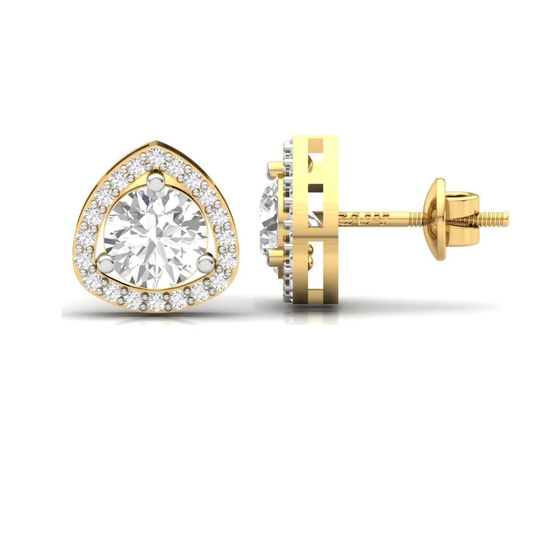Trilliant Halo Sterling Silver Earrings for Her