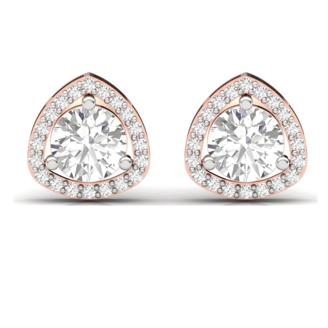 Trilliant Halo Sterling Silver Earrings for Her