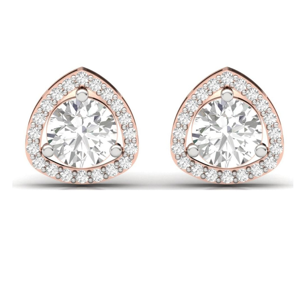Trilliant Halo Sterling Silver Earrings for Her