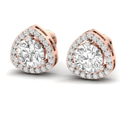 Trilliant Halo Sterling Silver Earrings for Her