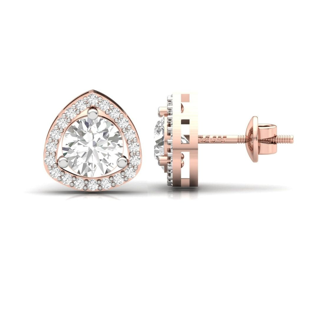 Trilliant Halo Sterling Silver Earrings for Her