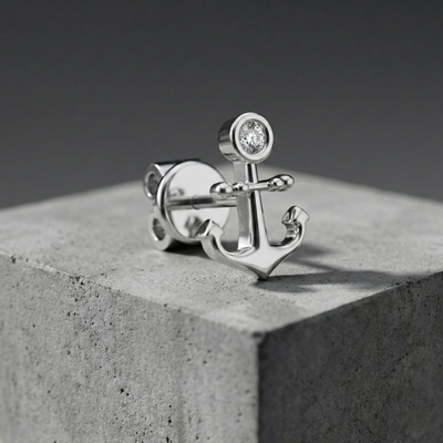 Ector Ear Silver Stud For Men (1 PC ONLY)