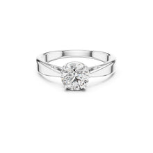 Load image into Gallery viewer, Silver ring with a 1ct moissanite diamond on a white background