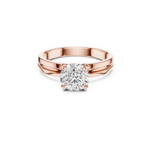 Load image into Gallery viewer, Rose gold ring with a 1ct moissanite diamond on a white background