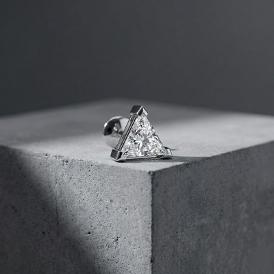 Triangle Solitaire Silver Stud for Men (1 PC ONLY)