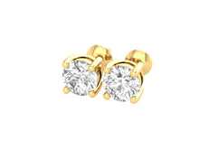 Load image into Gallery viewer, Round 1ct Solitaire Studs for her