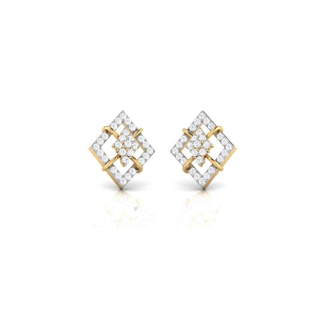 Diamond Shape Sparkling Sterling Silver Earrings for Women