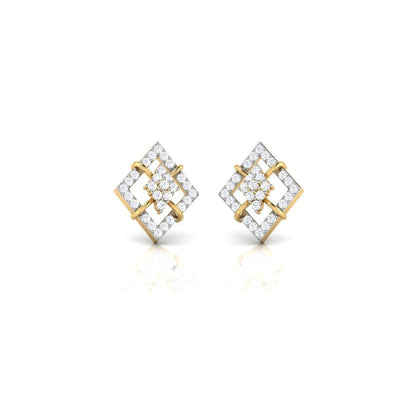 Diamond Shape Sparkling Sterling Silver Earrings for Women