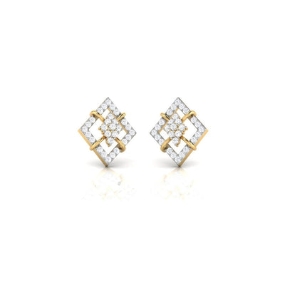 Diamond Shape Sparkling Sterling Silver Earrings for Women