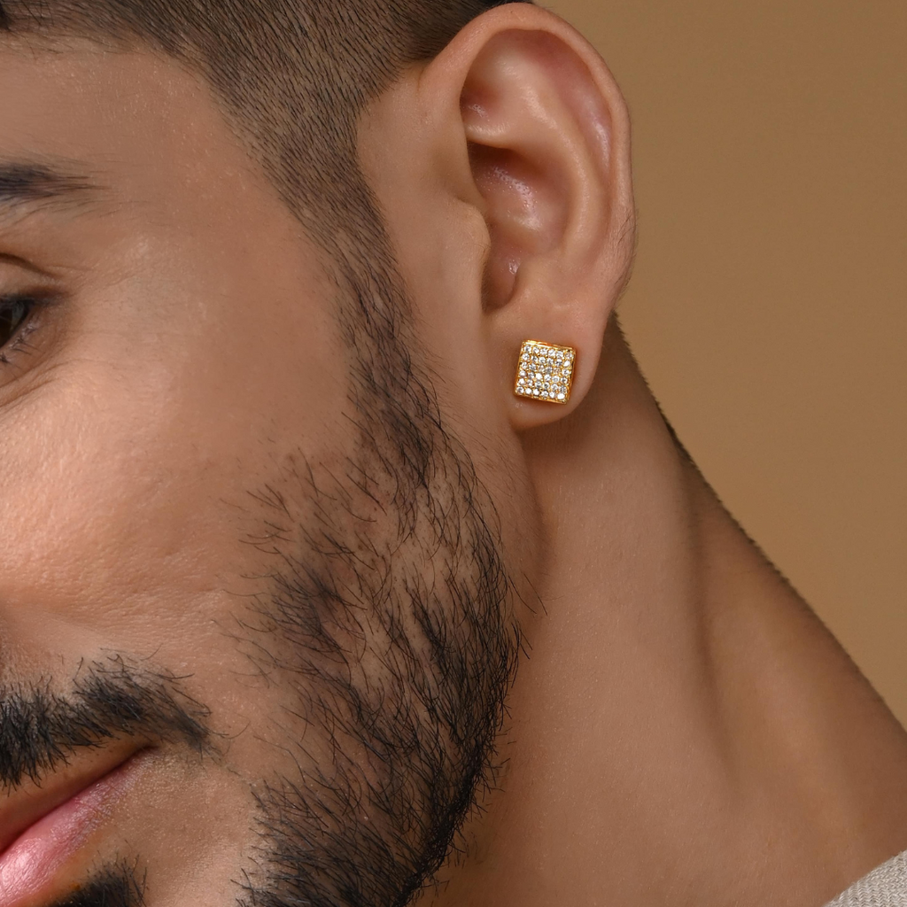 Stud earrings for men gold clearance