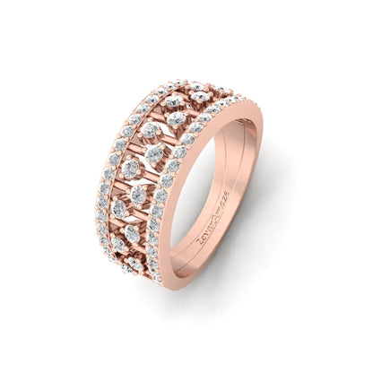 Anika Moissanite Diamond Silver Band Ring - rose gold