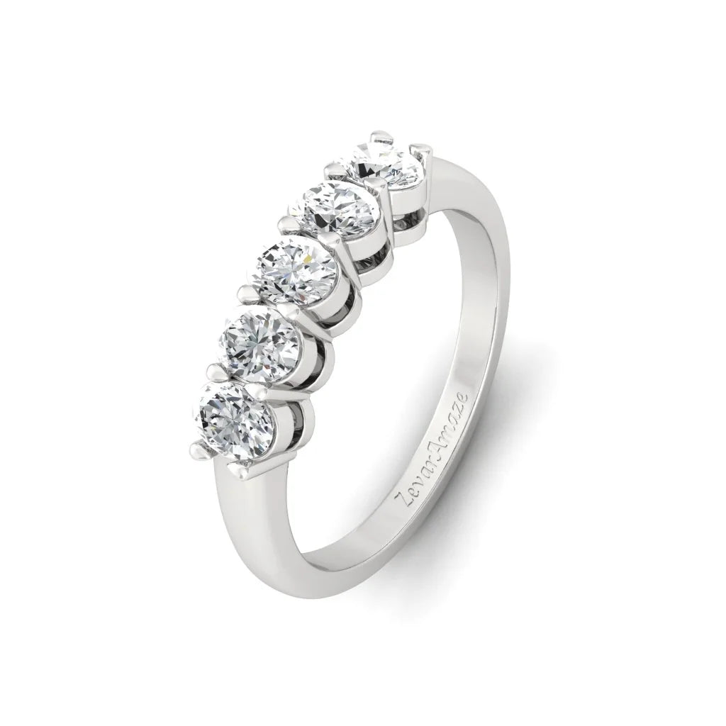Moissanite Oval Diamond Sterling Silver Band
