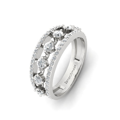 Saubhagya Swirl Silver Band Ring for Her- White