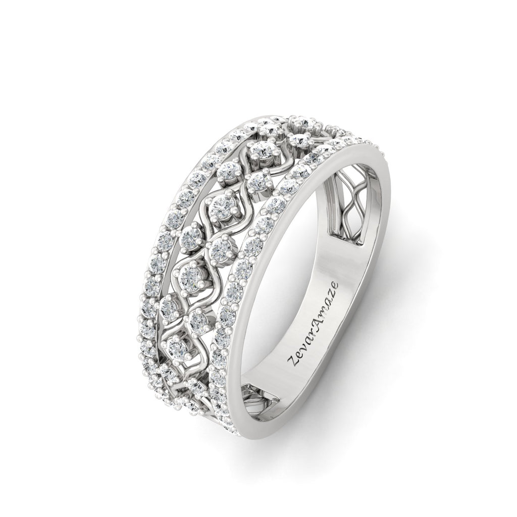 Radiant Rasam Silver Band Ring for Her - WHITE