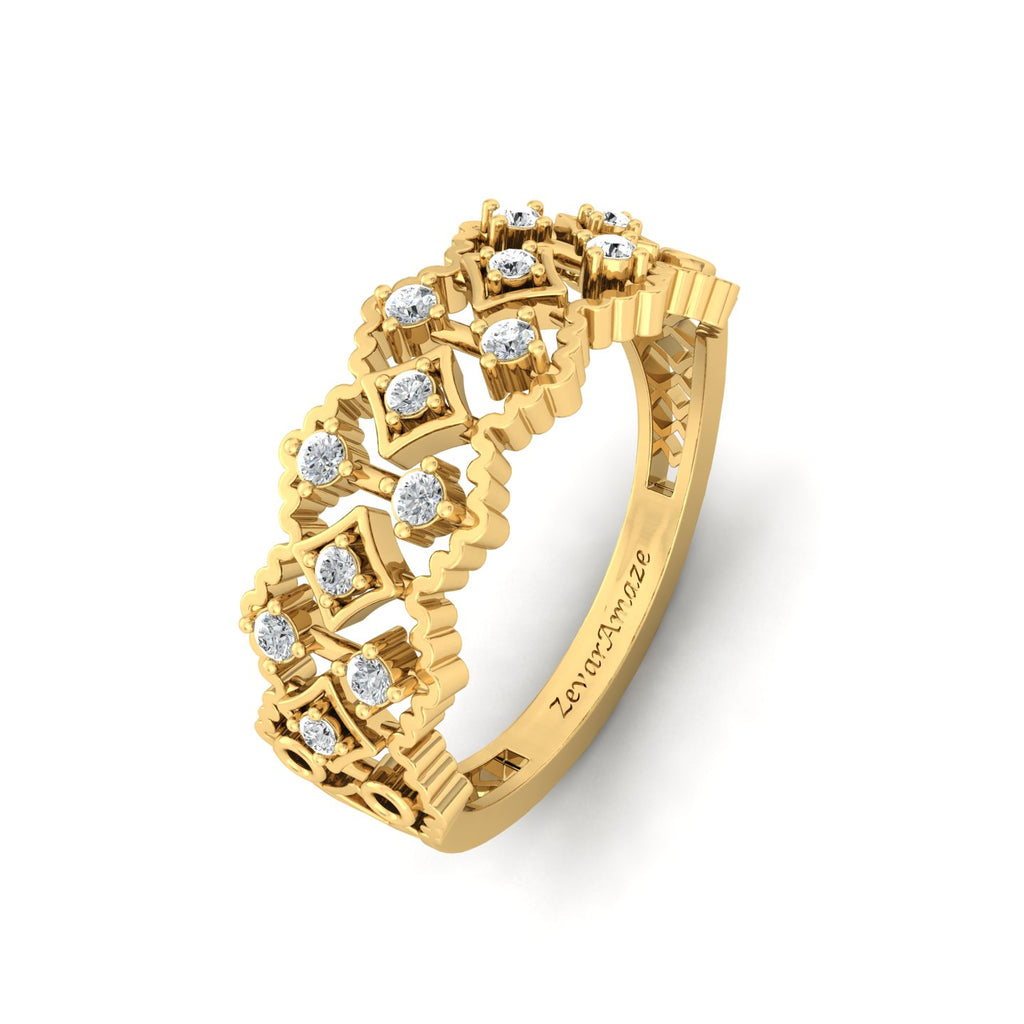 Ardhangini Aria Silver Band Ring for Her - Yellow