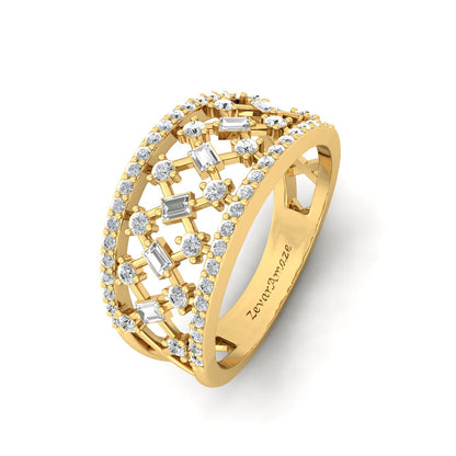 Apsara Adorn Silver  Band Ring  for Her - Yellow