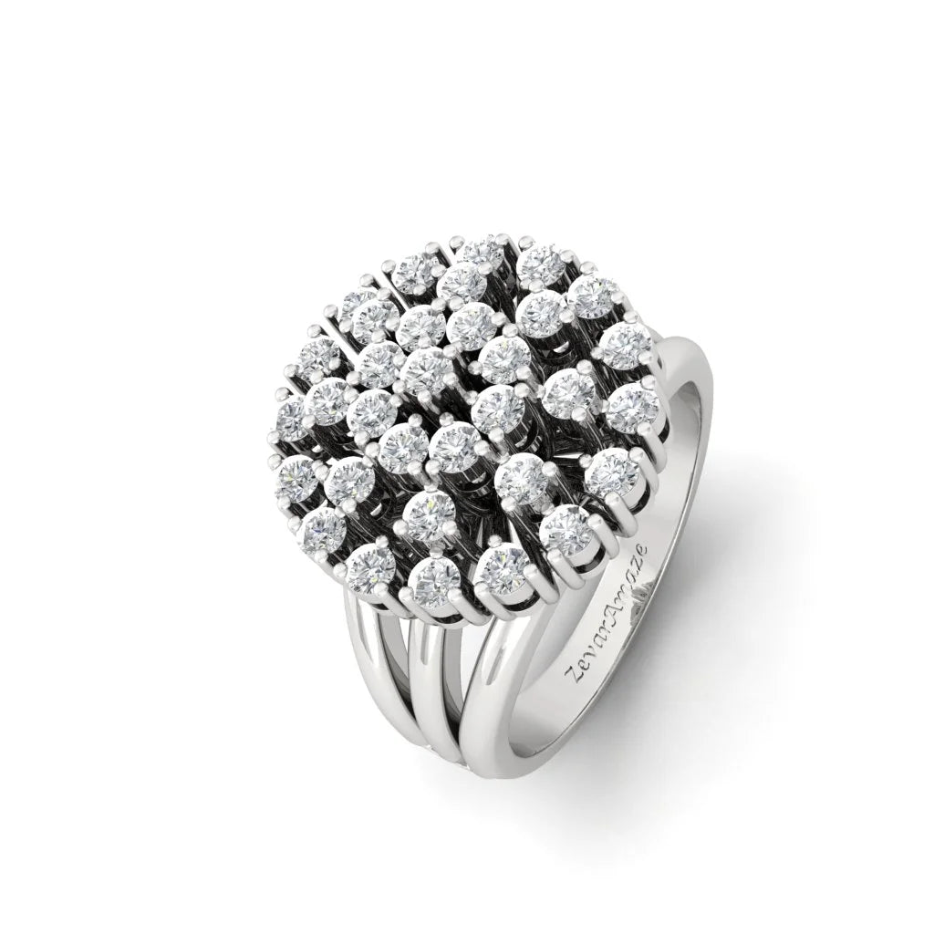 Aarya Multistone Moissanite Diamond Silver Ring- White