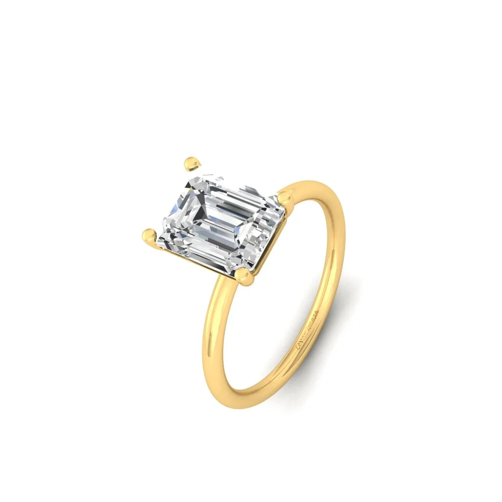 Emerald Moissanite Solitaire Diamond Silver Ring