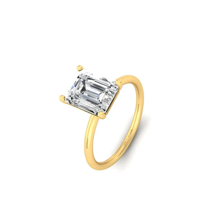 Emerald Moissanite Solitaire Diamond Silver Ring