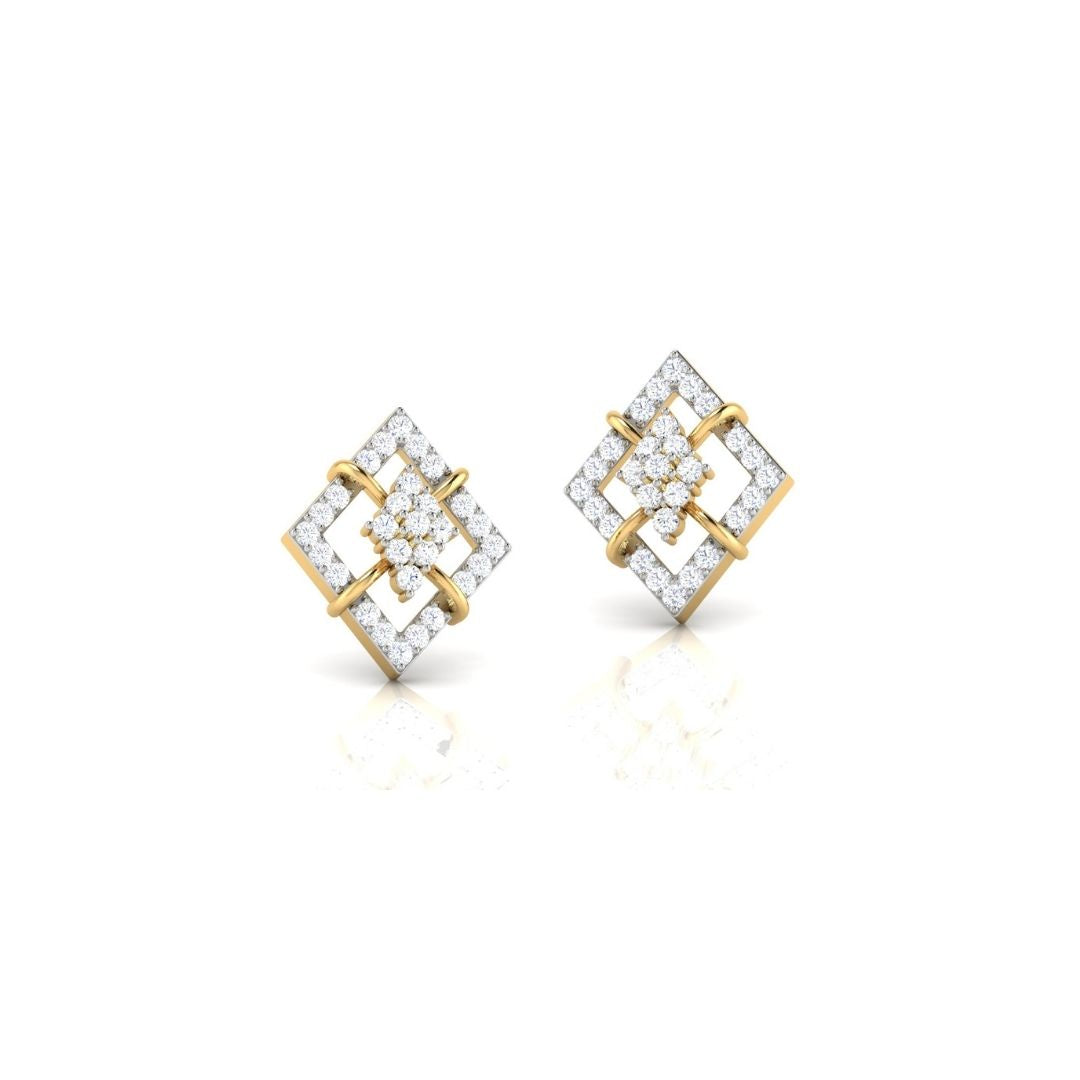 Diamond Shape Sparkling Sterling Silver Earrings for Women