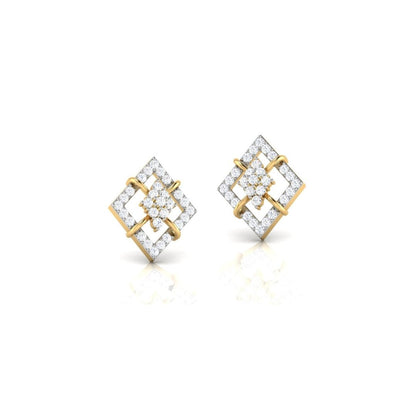 Diamond Shape Sparkling Sterling Silver Earrings for Women