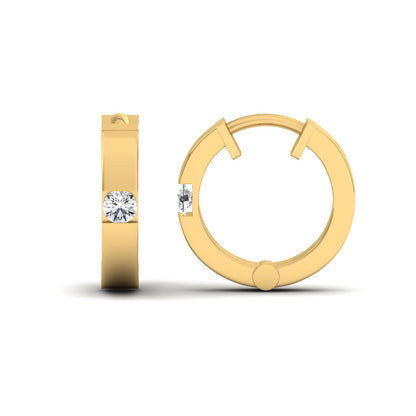 Silver Hoop Earrings For Men-Yellow Side & front angle