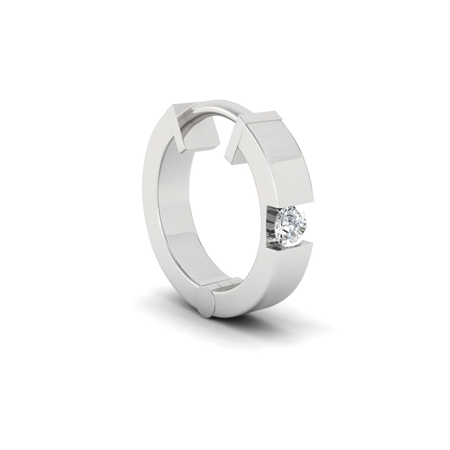 Silver Hoop Earrings For Men-white side angle