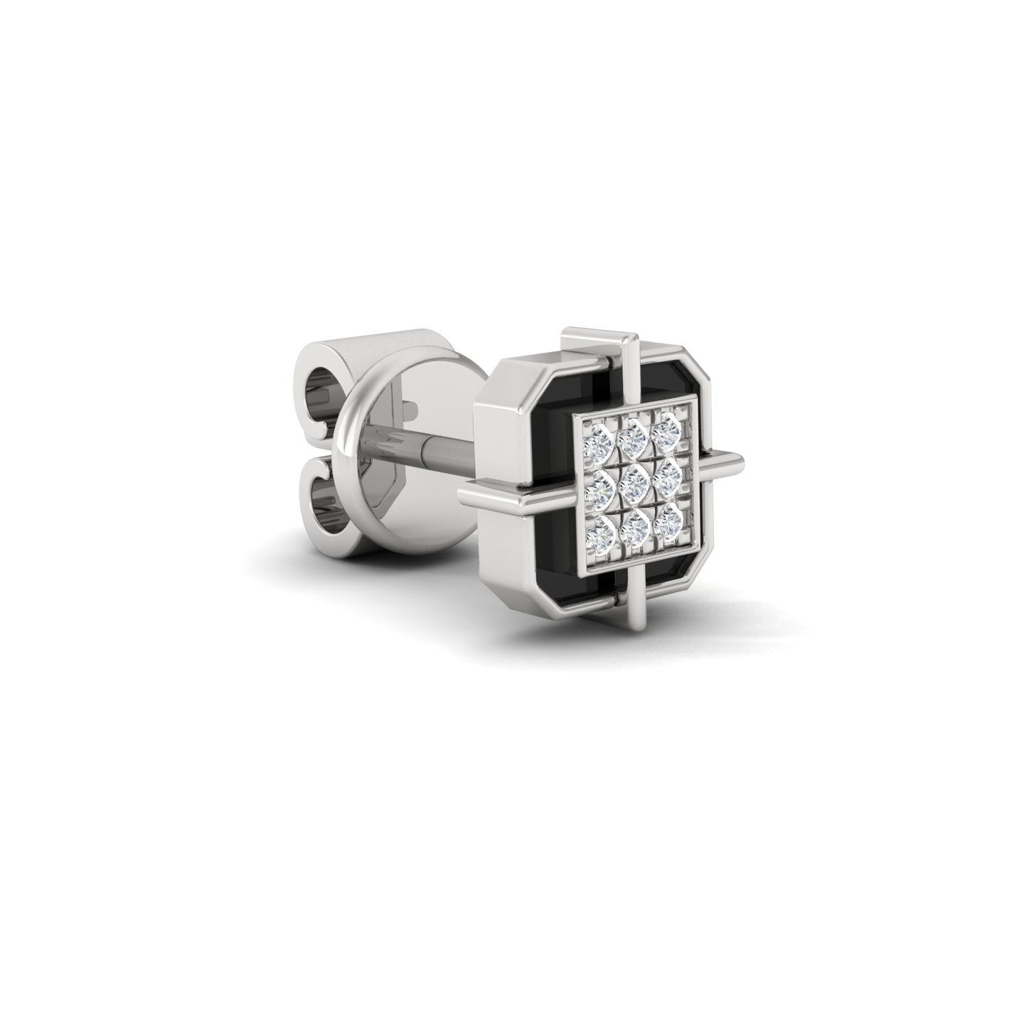 Square SIlver earring for men