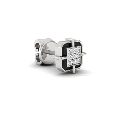 Square SIlver earring for men