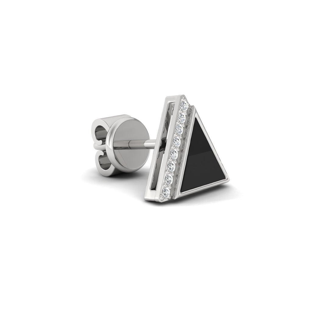 Triangle Silver Ear Stud for Men in Rodhium