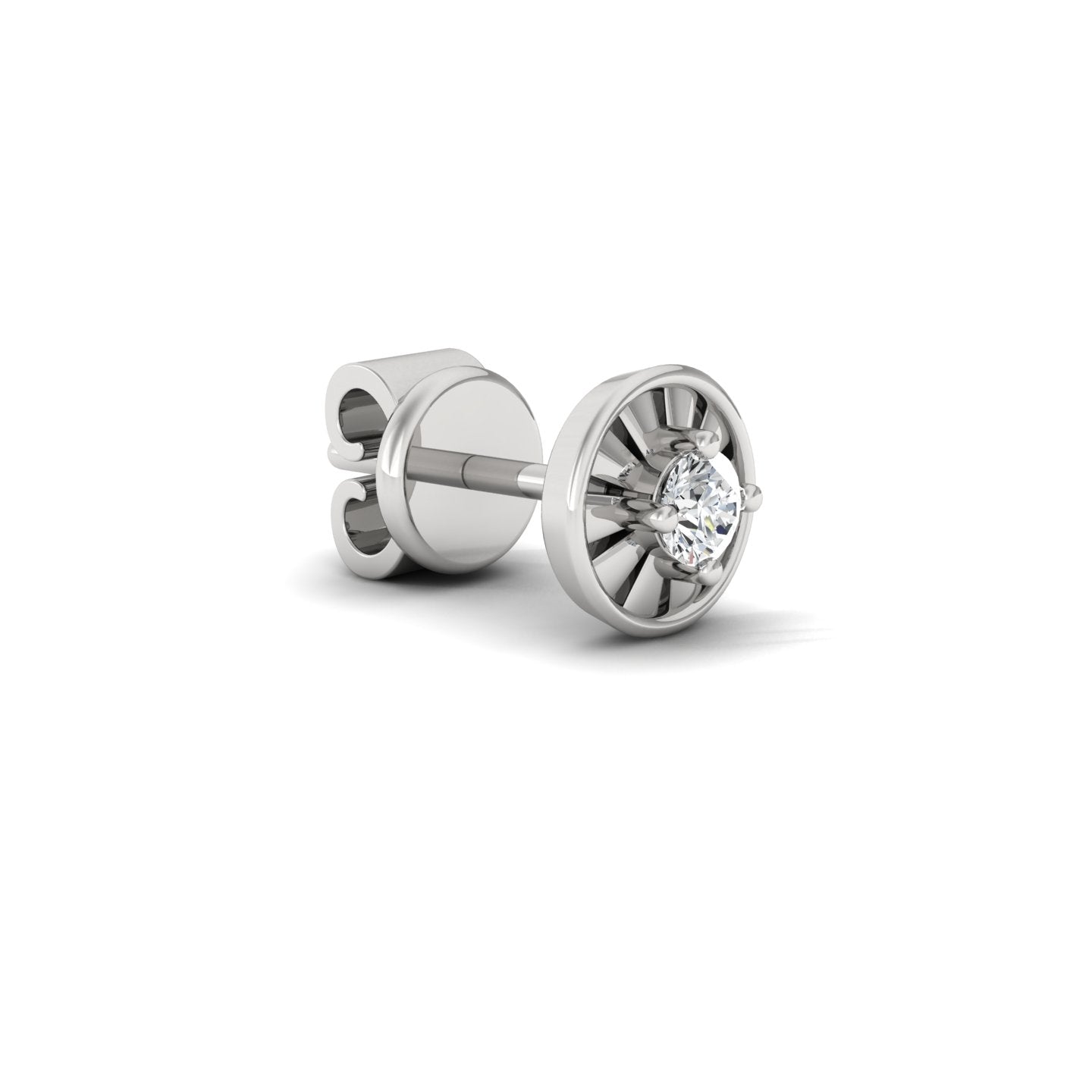 Round White Silver Studs