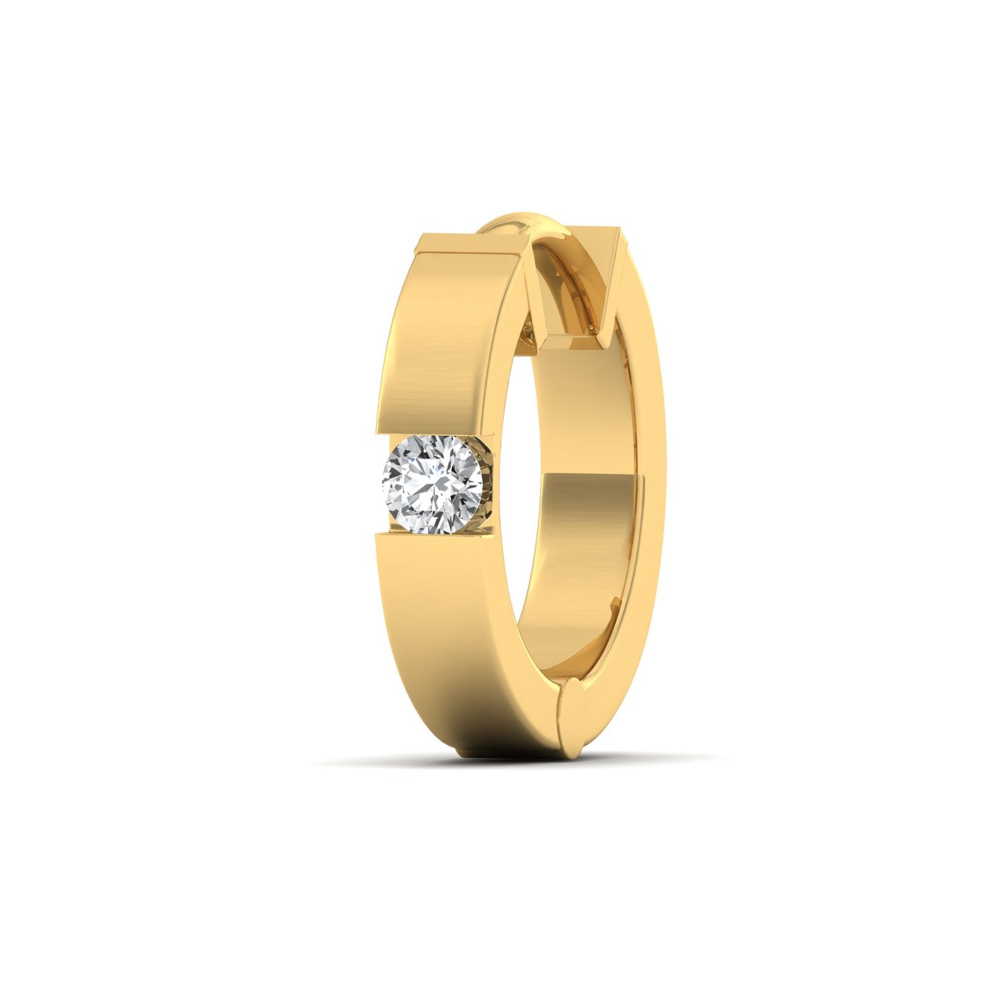 Silver Hoop Earrings For Men-Yellow Side angle