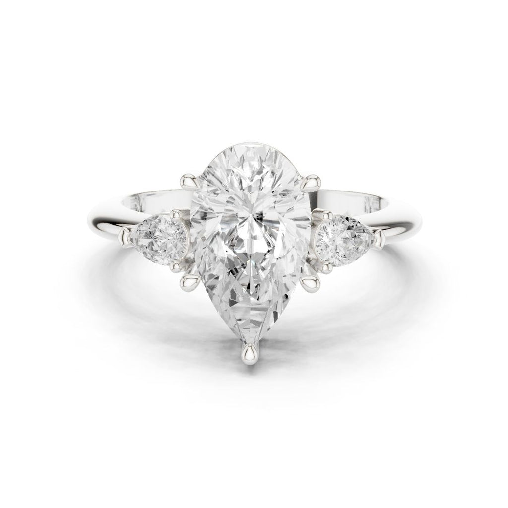 Gauri 3ct Pear Moissanite Solitaire Diamond Ring for her