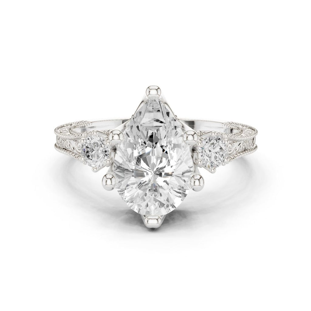 Suhana 2.5ct Pear Moissanite Solitaire Diamond Ring for her