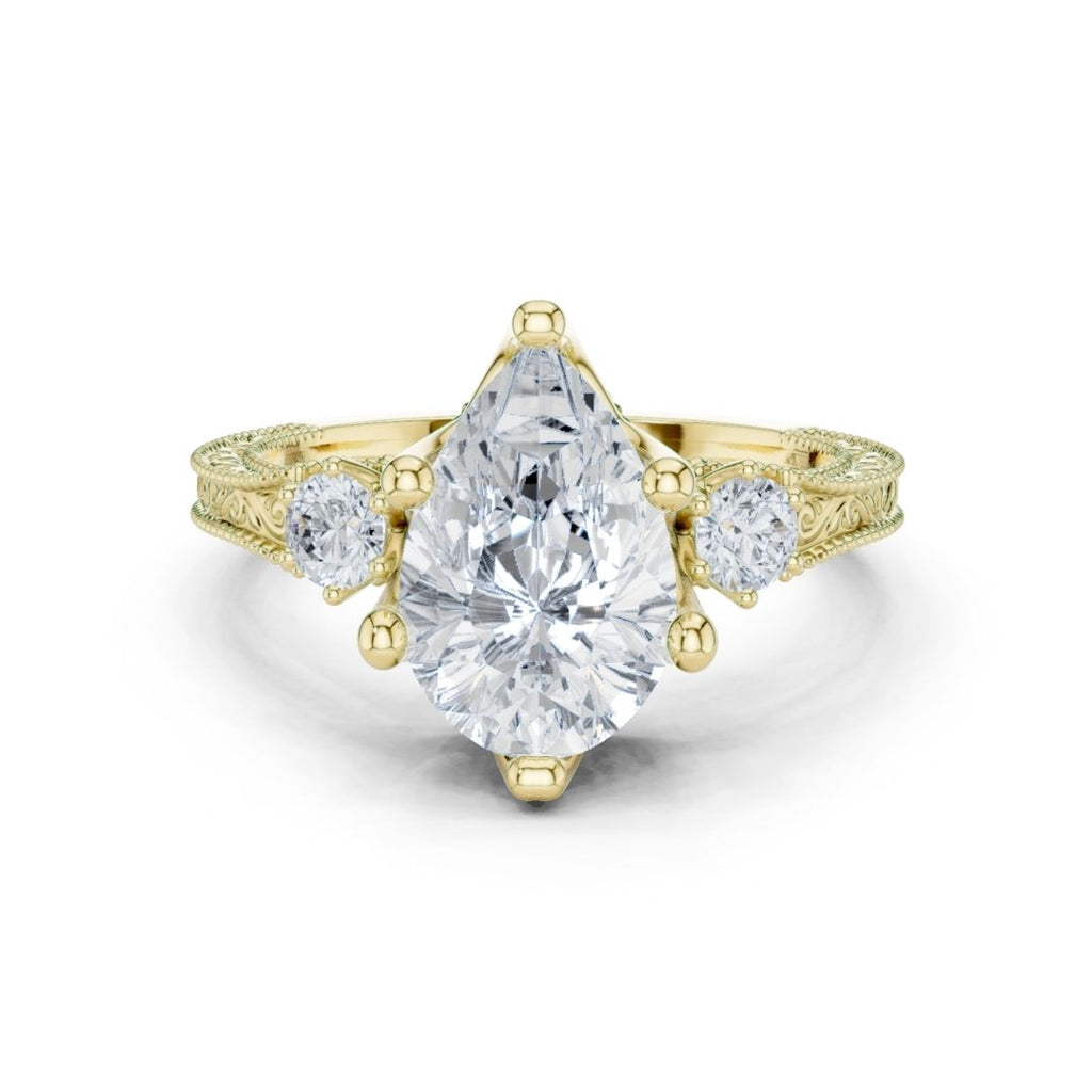 Suhana 2.5ct Pear Moissanite Solitaire Diamond Ring for her