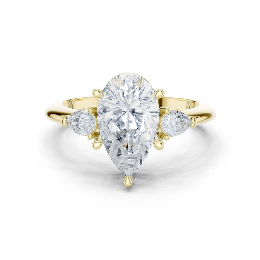 Gauri 3ct Pear Moissanite Solitaire Diamond Ring for her