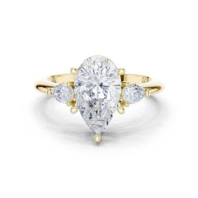 Gauri 3ct Pear Moissanite Solitaire Diamond Ring for her