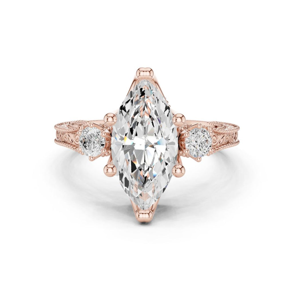 Damini 2.5ct Marquise Moissanite Solitaire Diamond Ring for her
