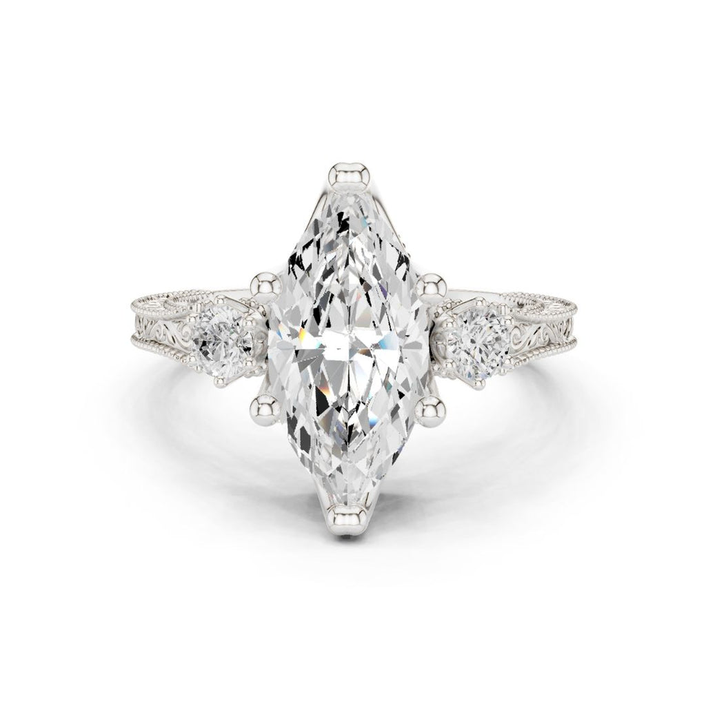 Damini 2.5ct Marquise Moissanite Solitaire Diamond Ring for her