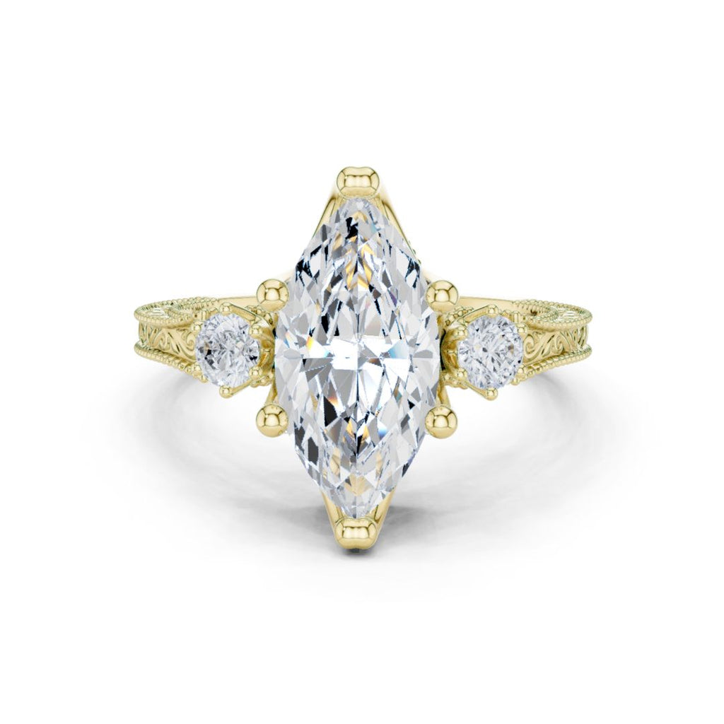 Damini 2.5ct Marquise Moissanite Solitaire Diamond Ring for her