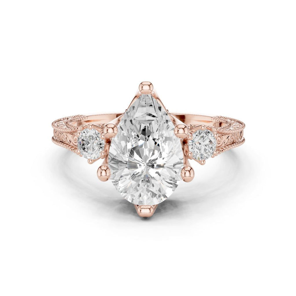 Suhana 2.5ct Pear Moissanite Solitaire Diamond Ring for her