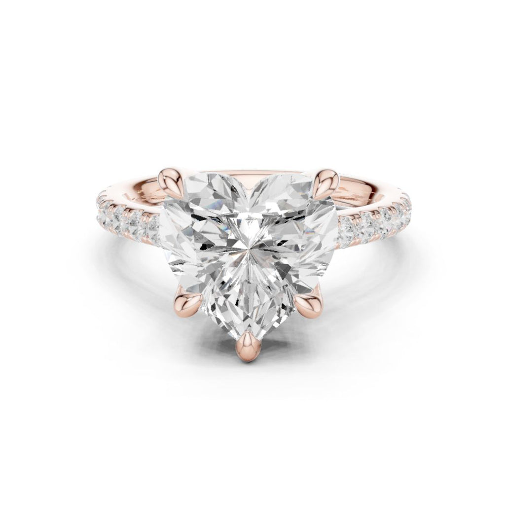 Meera 4ct Heart Moissanite Solitaire Diamond Ring for her