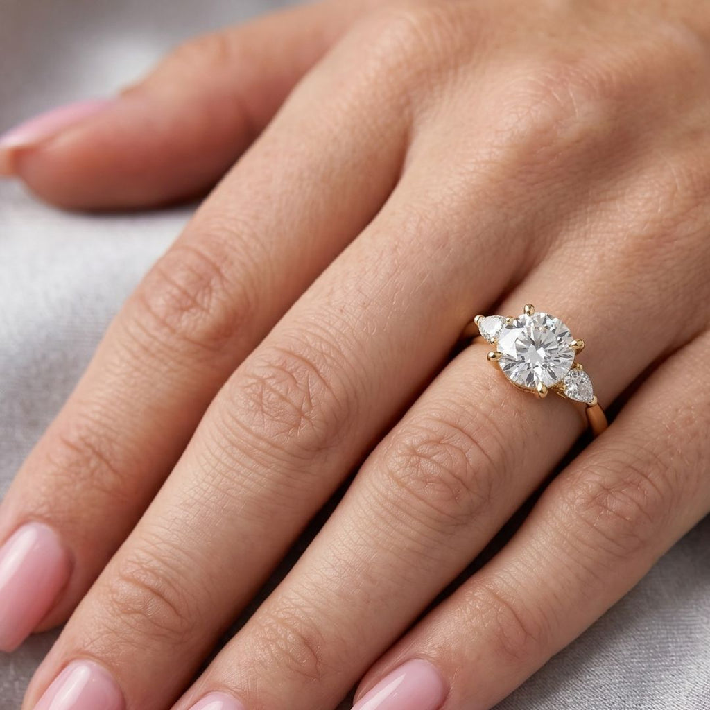 Trina 3ct Round Moissanite Solitaire Diamond Ring for her