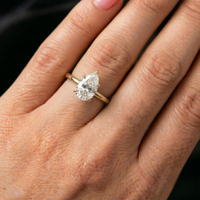 Vidhi 1ct Pear Moissanite Solitaire Diamond Ring for her