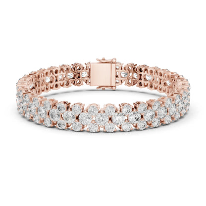 Rose gold bracelet with moissanite diamonds on a white background