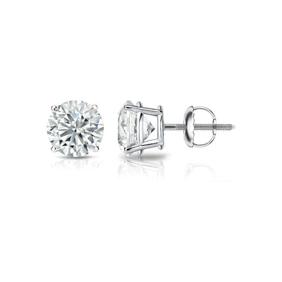 Round Solitaire  Sterling Silver CZ Ear Stud For Him (1 Pc Only)