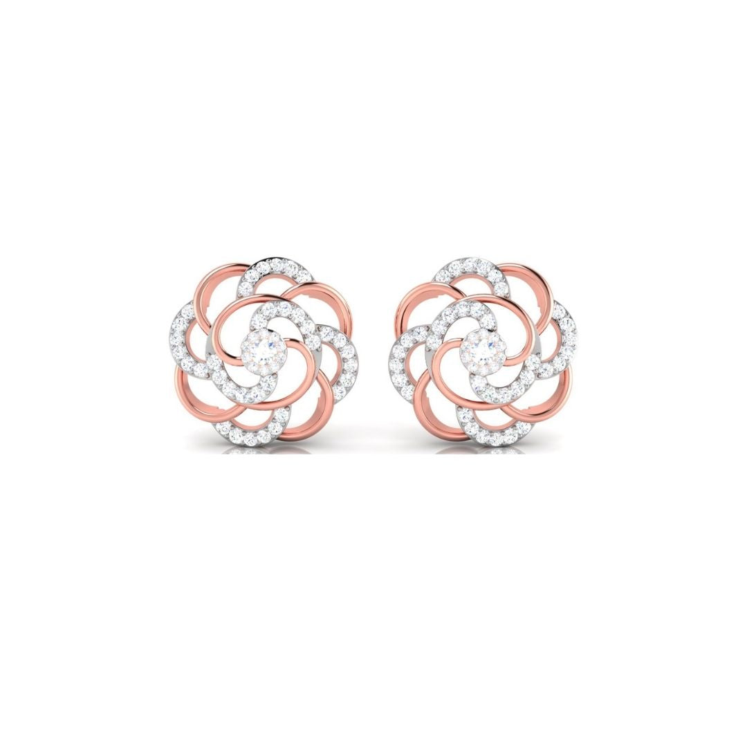 Rose Bloom Swirl Sterling Silver Earrings for Women