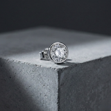 Classic Round Bezel Silver Stud For Men (1 PC ONLY)