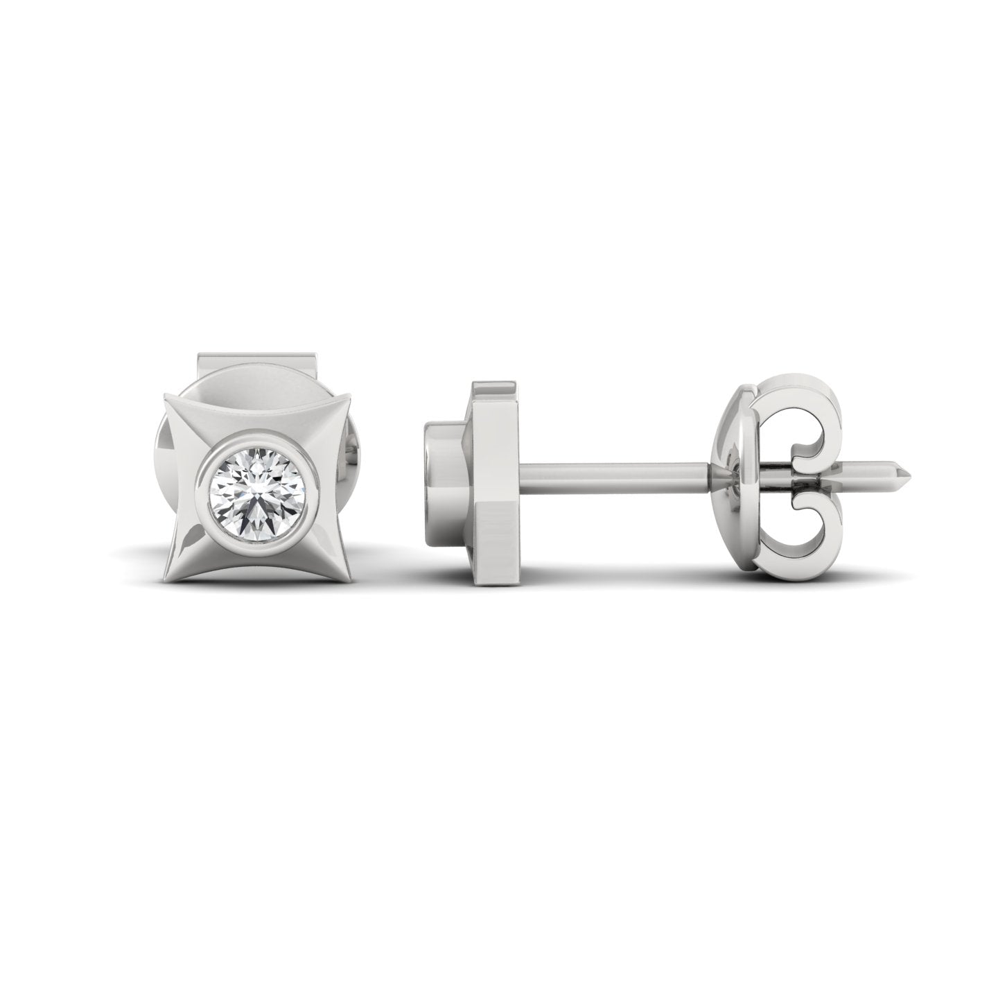 Minos Ear Silver Stud For Men-front & side